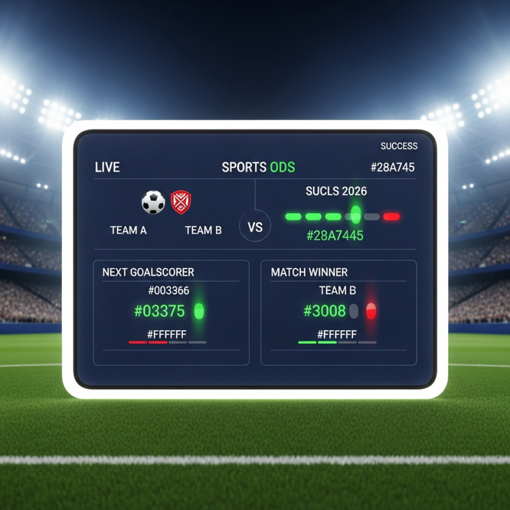 A modern live sports betting interface showing updating odds for a World Cup 2026 football match.